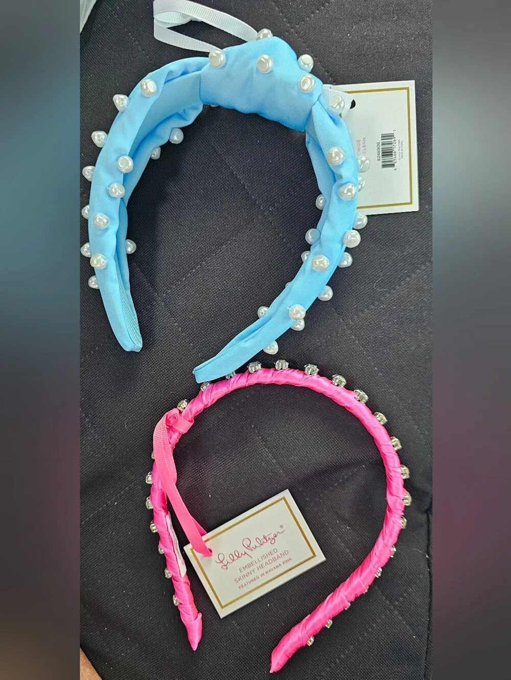 Lilly Pulitzer Pearl & Rhinestone Headbands - Bright Pink & Light Blue